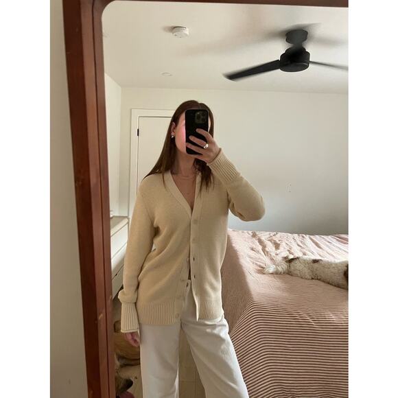 TOCCIN x RTR Off-White 100% Cotton Knit Front Button Beach Cardigan Size Large - Picture 11 of 15